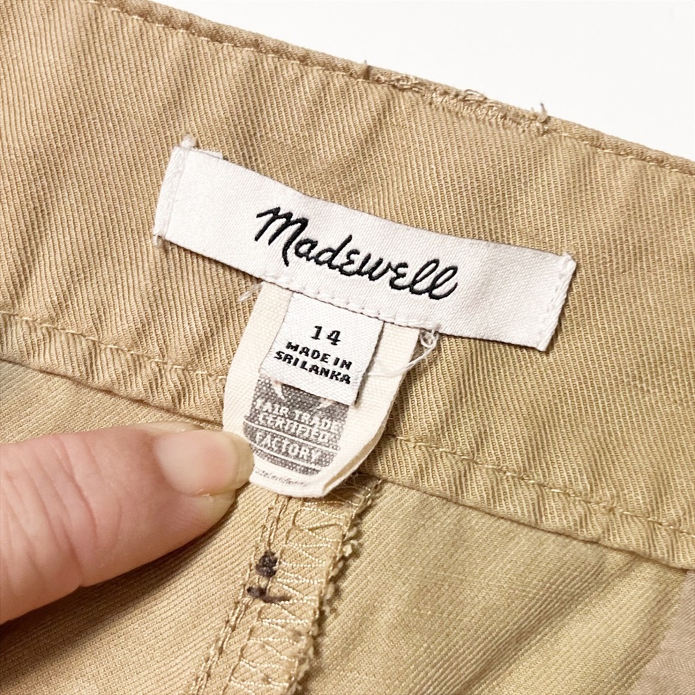 Madewell Harlow Wide Leg Pleated Trousers 14 Tan Khaki Linen Blend Pants Flowy - Picture 7 of 10